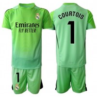 Koszulka piłkarska Real Madrid Thibaut Courtois #1 Bramkarska Strój wyjazdowy dla dzieci 2025-26 tanio Krótki Rękaw (+ Krótkie spodenki)